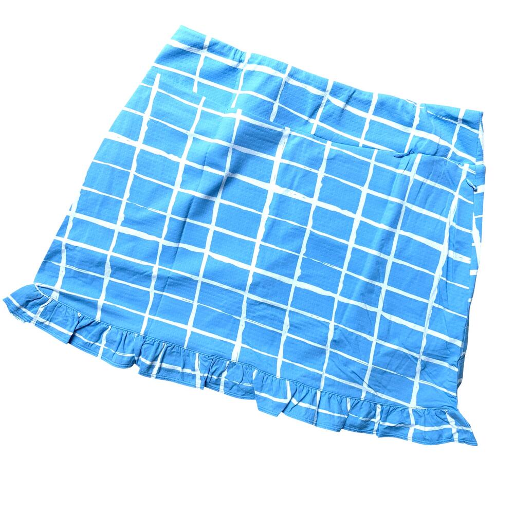 IBKUL Periwinkle Blue Ruffle Hem Skort Women Large Golf Front Activewear Pullon